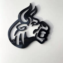 Badge d'aile 3D Taureau Enragé Noir Brillant_3