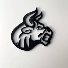 Badge d'aile 3D Taureau Enragé Noir Brillant_4