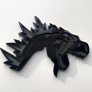 Badge 3D personnalisé Godzilla Angry logo Fender Badges Emblème Gris et Noir
 1