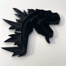 Badge 3D personnalisé Godzilla Angry logo Fender Badges Emblème Gris et Noir
 2