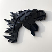Badge 3D personnalisé Godzilla Angry logo Fender Badges Emblème Gris et Noir
 3