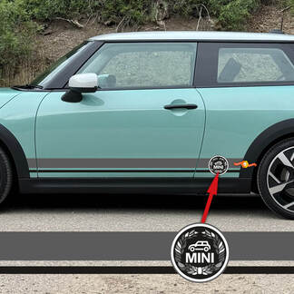 Paire d’autocollants latéraux pour portes graphiques à rayures bicolores Mini Cooper
