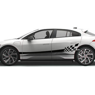 Jaguar I Pace Side Checkered Stripe Graphics Portes autocollant Logo Lignes autocollant
