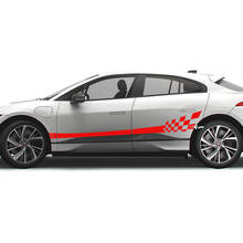 Jaguar I Pace Side Checkered Stripe Graphics Portes autocollant Logo Lignes autocollant
 2