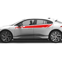 Jaguar I Pace Side Checkered Stripe Graphics Portes autocollant Logo Lignes autocollant 2
 2