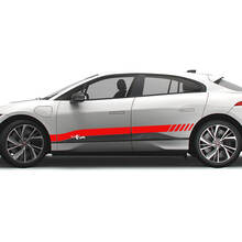 Jaguar I Pace Side Checkered Stripe Graphics Portes autocollant Logo Lignes autocollant 2
 2