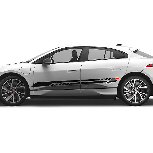 Jaguar I Pace Side 2 couleurs rayures modernes graphiques portes autocollant Logo lignes autocollant
