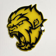 Badge 3D Angry Yeti Sasquatch Bigfoot, jaune brillant vs noir brillant, emblème de badges de garde-boue
 3