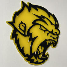 Badge 3D Angry Yeti Sasquatch Bigfoot, jaune brillant vs noir brillant, emblème de badges de garde-boue
 4