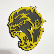 Badge 3D Angry Yeti Sasquatch Bigfoot, jaune brillant vs gris, emblème de garde-boue
 4