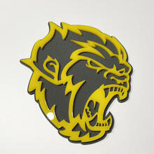 Badge 3D Angry Yeti Sasquatch Bigfoot, jaune brillant vs gris, emblème de garde-boue
 5