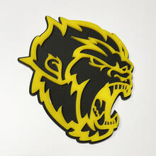 Badge 3D Angry Yeti Sasquatch Bigfoot, jaune brillant vs noir mat, emblème de badges de garde-boue
 3