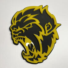 Badge 3D Angry Yeti Sasquatch Bigfoot, jaune brillant vs noir mat, emblème de badges de garde-boue
 4