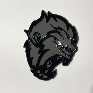 Badge 3D Angry Yeti Sasquatch Bigfoot, emblème noir vs gris
