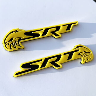 Badge 3D SRT Trackhawk, jaune brillant ou noir brillant, emblème de garde-boue
 1