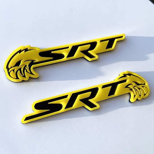 Badge 3D SRT Trackhawk, jaune brillant ou noir brillant, emblème de garde-boue
