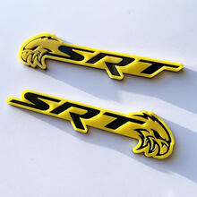 Badge 3D SRT Trackhawk, jaune brillant ou noir brillant, emblème de garde-boue
 2