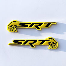 Badge 3D SRT Trackhawk, jaune brillant ou noir brillant, emblème de garde-boue
 3