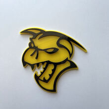 Badge 3D Hellcat Demon, emblème de garde-boue noir vs jaune
 2