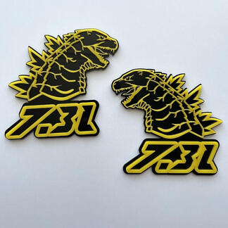 Godzilla 7.3L MEGAZILLA Ford Performance 7.3L Badge 3D Jaune vs Noir Badges Fender Emblème
 1