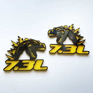 Godzilla 7.3L MEGAZILLA Ford Performance 7.3L Badge 3D Noir vs Jaune Badges Fender Emblème
 1