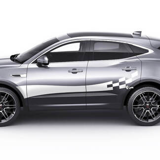 Jaguar E-Pace Side Checkered Stripes Portes Graphiques décalcomanie Logo autocollant
