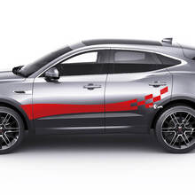 Jaguar E-Pace Side Checkered Stripes Portes Graphiques décalcomanie Logo autocollant
 2