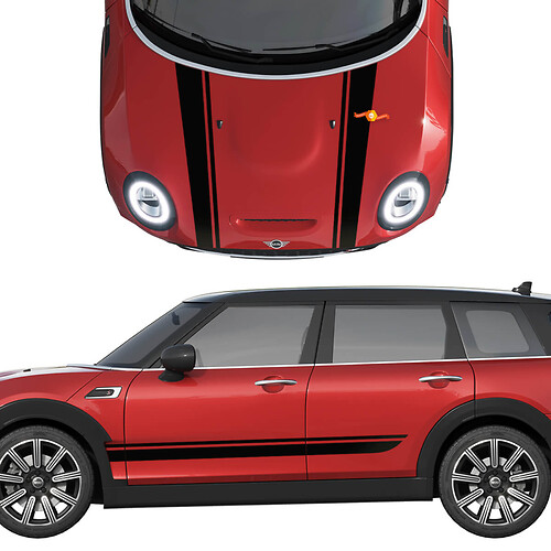 Mini Cooper S Hood And Side Doors Stripes Rally Stripe Autocollant et autocollant graphique
