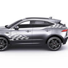 Paire Jaguar E-Pace Side Logo Damier Drapeau Portes Graphiques Autocollant Logo Autocollant
 2