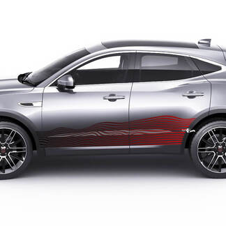 Paire Jaguar E-Pace Wave Portes Latérales Logo Rayure Dégradé De Couleur Graphique Autocollant Logo Autocollant
