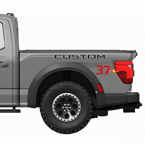 CUSTOM 37 Outlined Lettering — Autocollant en vinyle (panneau de benne) pour Ford F-150 Raptor 2024-2026