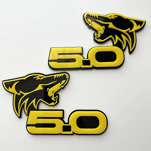 COYOTE 5.0 Fender Badges Emblème 3D Badge Noir vs Jaune
