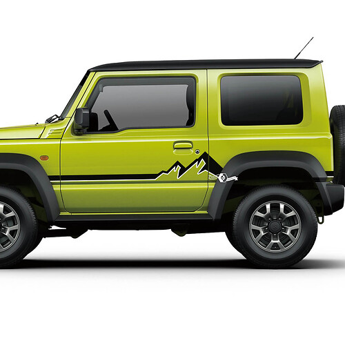 Paire Souzuki Jimny Portes latérales Mountain Graphics Decal Lignes Autocollant 2 couleurs
