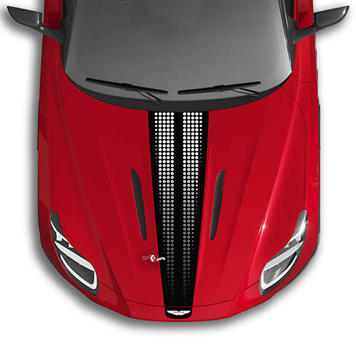 Autocollants en vinyle pour capot Aston Martin DB11 à rayures, drapeau en damier, dégradé de 2 couleurs
