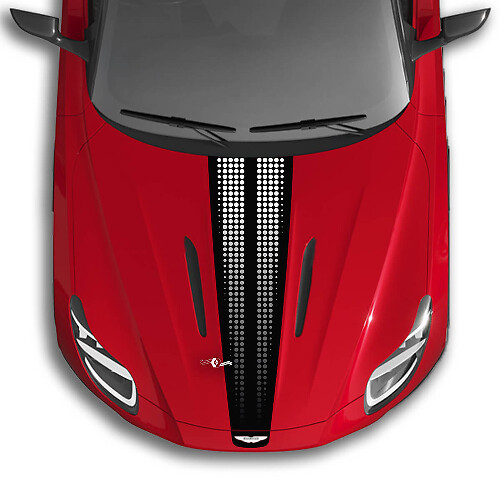 Autocollants en vinyle pour capot Aston Martin DB11 à rayures, drapeau en damier, dégradé de 2 couleurs
