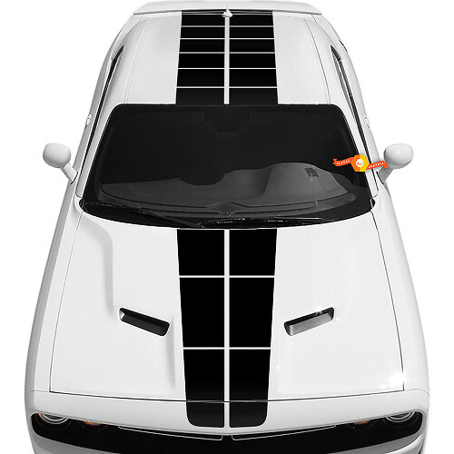 Kit de bandes autocollantes en vinyle pour capot et toit Twin Racing pour Dodge Challenger 2015-2021