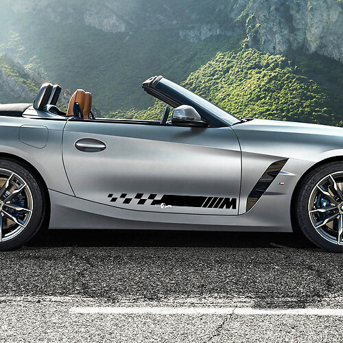 Rayures à damier sur la porte latérale avec logo M BMW Z4 Autocollant en vinyle
