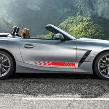 Rayures à damier sur la porte latérale avec logo M BMW Z4 Autocollant en vinyle
 2
