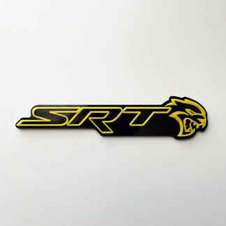 Badge SRT 3D noir vs jaune, emblème de garde-boue
 1