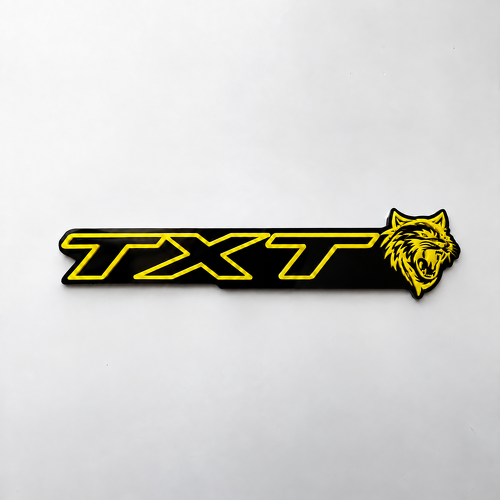 SRT Style Black Yellow Custom TXT Cat 3D — Emblème (aile)