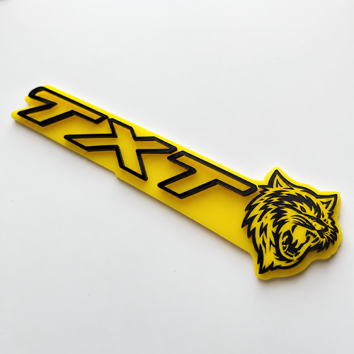 SRT Style Yellow Black Custom TXT Cat 3D — Emblème (aile)