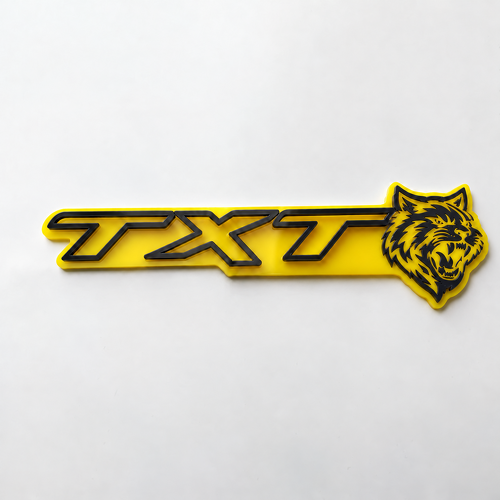 SRT Style Yellow Grey Custom TXT Cat 3D — Emblème (aile)