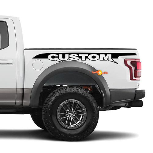 Kit d'autocollants à rayures avec texte personnalisé pour chevet de lit - Compatible avec Ford F150 Raptor
