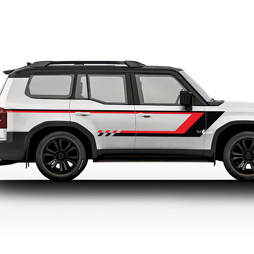 Toyota Land Cruiser vintage Portes latérales Autocollants à rayures à carreaux Autocollants graphiques en vinyle Kit de décalcomanies
