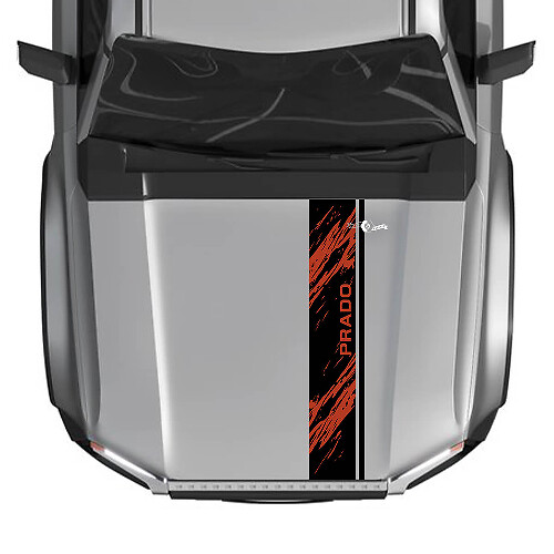 2024 Toyota Land Cruiser Prado Hood Stripe Destroyed Décalcomanies graphiques en vinyle 2 couleurs
