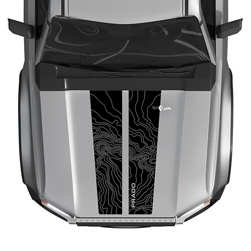 Autocollants de décalcomanies de capot de carte de contour topographique pour Toyota Land Cruiser 2024 – Graphiques en vinyle personnalisés
