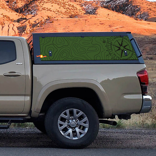 Autocollant en vinyle de carte topographique pour autocollants de casquette de camion Toyota Tacoma - Graphiques tout-terrain personnalisés
