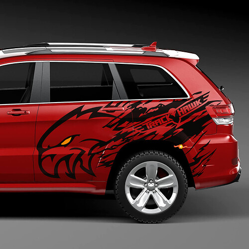 Jeep Grand Cherokee Trackhawk Logo Splash Grunge Stripes Kit Autocollant en vinyle Graphique 2
