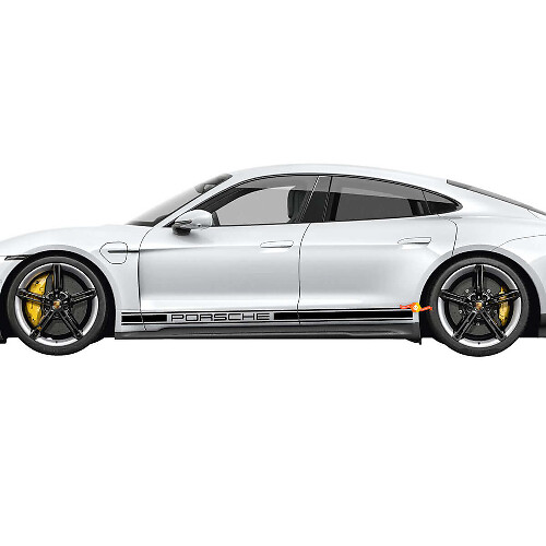Kit d'autocollants vinyle bandes de bas de caisse à lettrage Porsche pour Porsche Taycan
