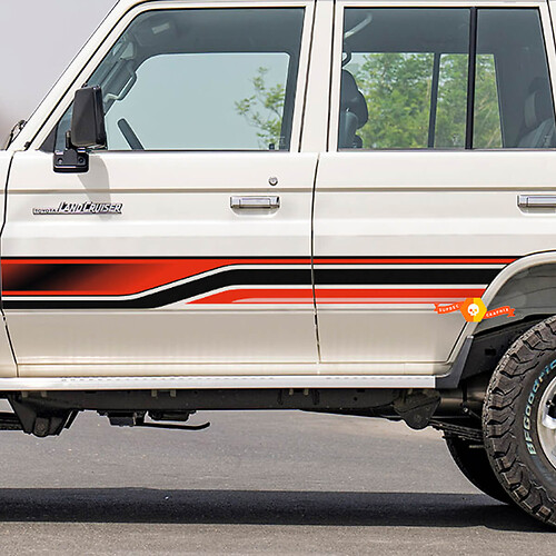 Kit d’autocollants à rayures latérales rétro pour Toyota Land Cruiser GRJ76 - Graphiques en vinyle personnalisés 2

